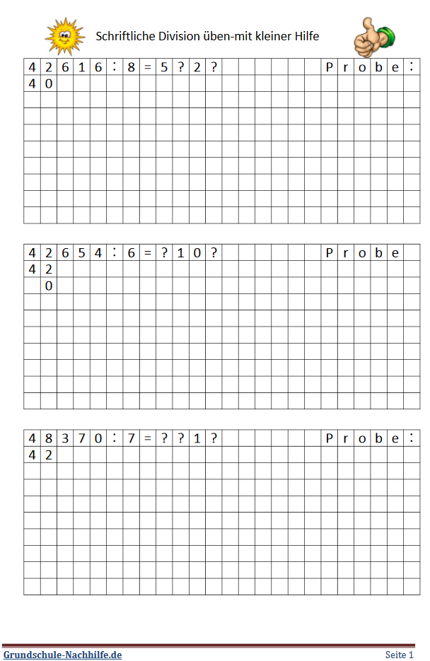 Arbeitsblatt Mathe Klasse 4 Schriftliche Division